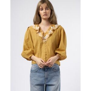 The Great. Mustard Yellow Blouse